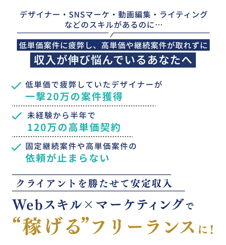 クライアントを勝たせて安定収入 Webスキル×マーケティングで稼げるフリーランスに！